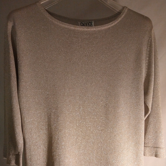 ANNA GRAY SILK BLEND BOAT NECK METALLIC SWEATER - Picture 1 of 5